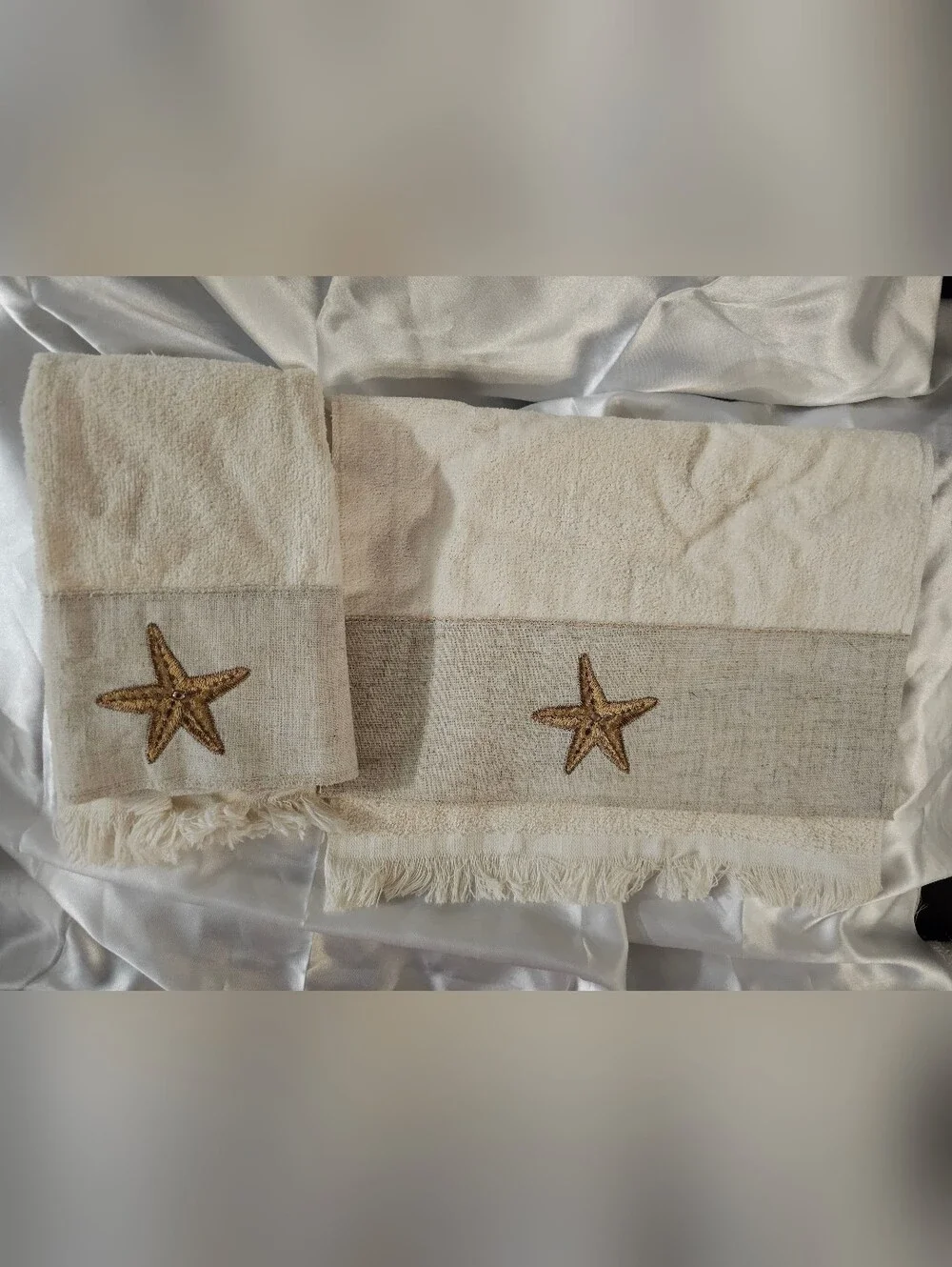 Avanti Sea Treasure Ivory Embroidered Embellished 8 Pc Towel Set Coastal